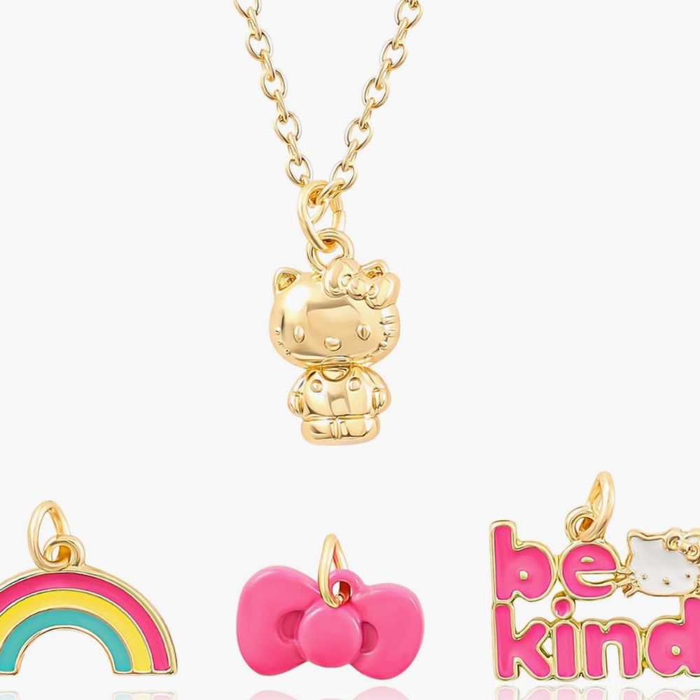 Hello Kitty Gold and Pink Charm Necklace Set
